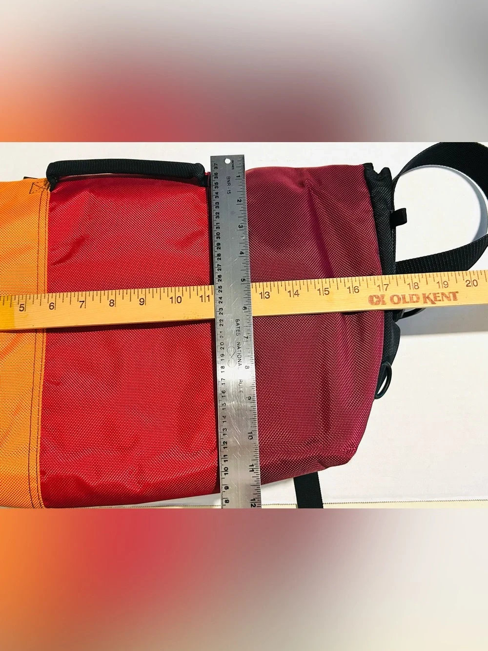 Timbuk2 Classic Three-Panel Messenger Bag Red Orange Sunset Canvas Crossbody